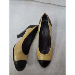 Jil Sander Cream, Beige & Black High Heel Cap-Toe Pumps (US 7.5) $995